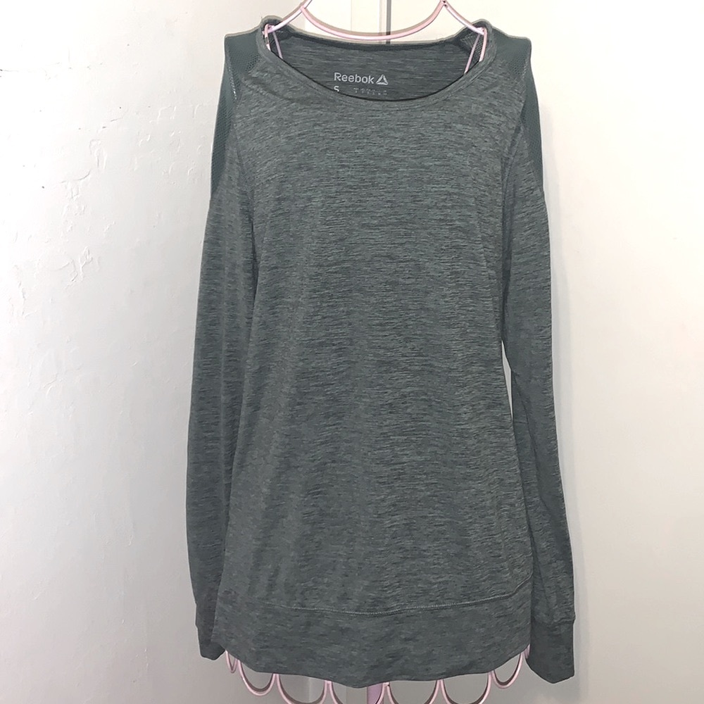 Women's Reebok Green Heathered Performance Mesh L/S Shirt- Small (4-6)